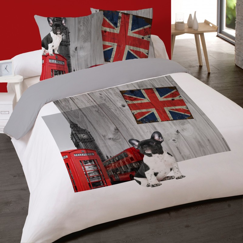 Housse De Couette Londres Dog In London 240 X 2 2 Taies Coton Spl Linge Usine